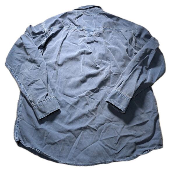 Wrangler Blue Men's Size Large Long Sleeve Button Up Check 100% Cotton Pleated - Picture 5 of 5